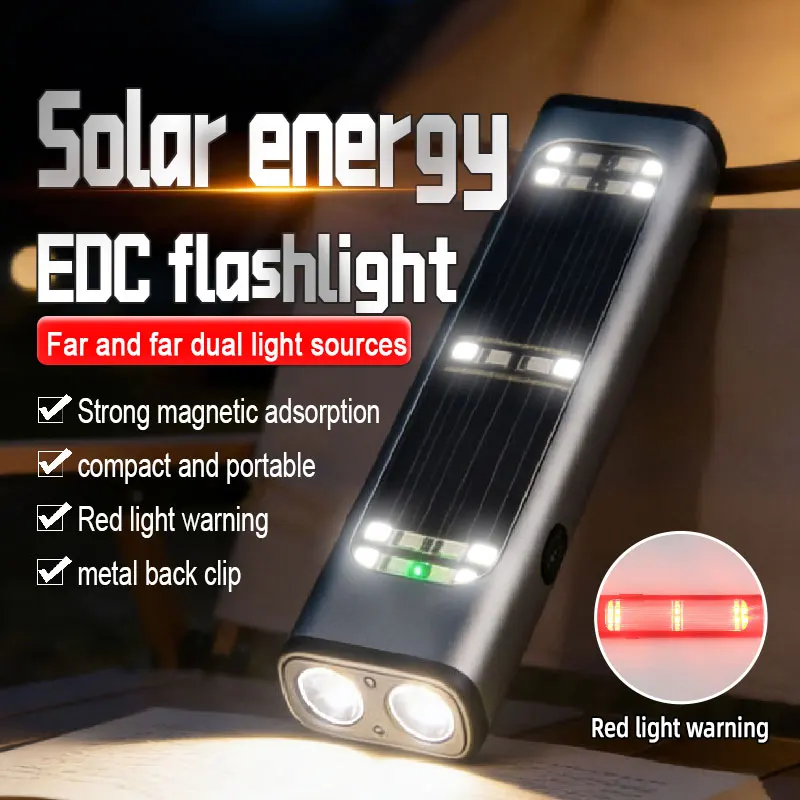Solar Powerful COB LED Work Light Car Garage Mechanic Lamp USB Rechargeable Flashlight Magnetic Torch Emergency Light Warning