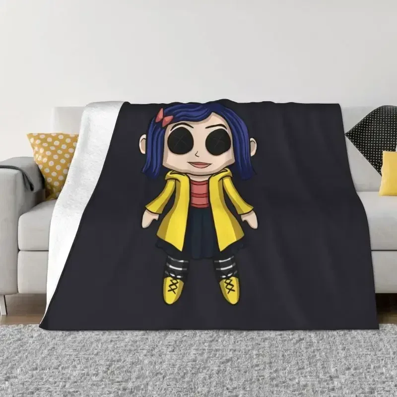 

Одеяло для куклы Coraline, мягкое Фланелевое флисовое теплое покрывало с 3D принтом, для офиса, кровати, дивана, покрывала, хоррор