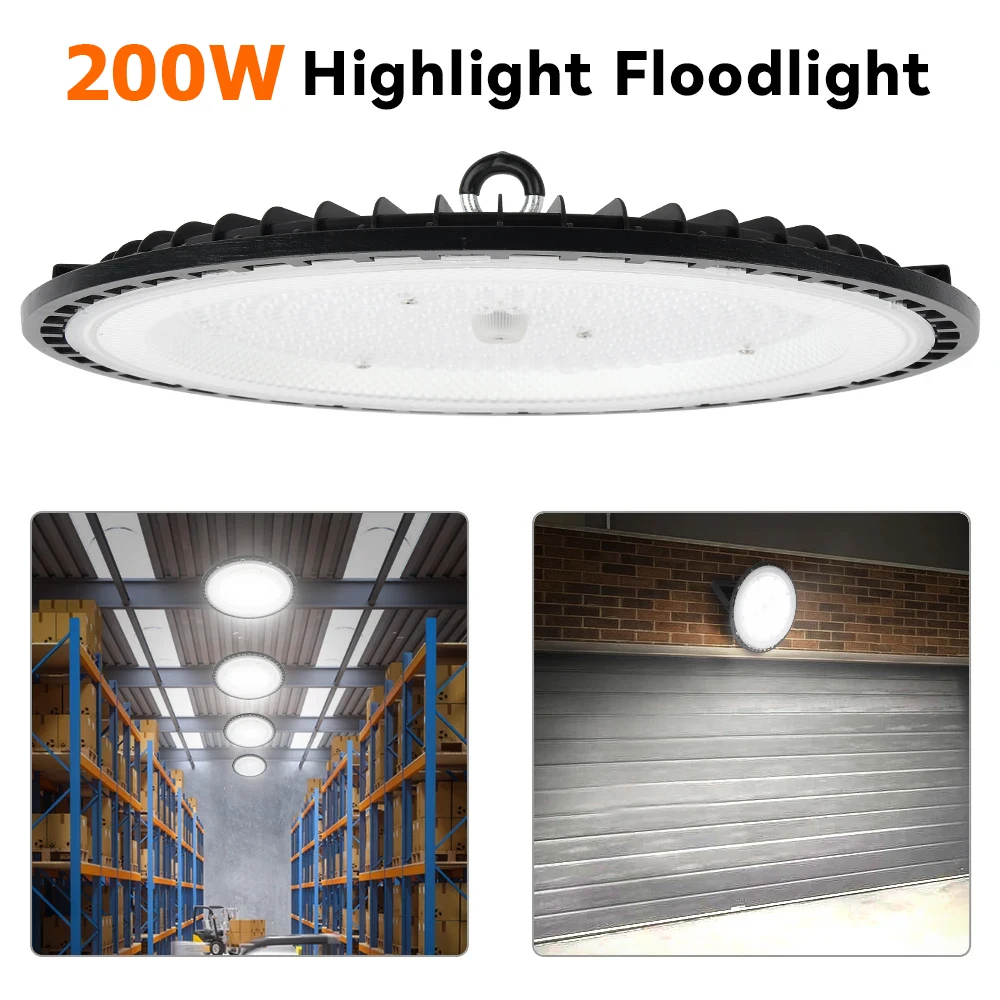 

LED Industrial Light High Bay Light High Brightness Warehouse Lamp 100W 150W 200W With Safety Ropes Brackets For Factory Shop