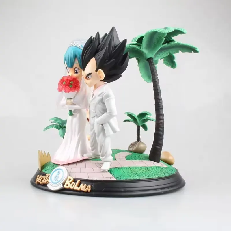 ​ ​ Estátua Gk de casamento Dragon Ball Z de 26 cm - Vegeta e Bulma com troncos Figura de anime presente colecionável ​   Ornamentos decorativos de mesa