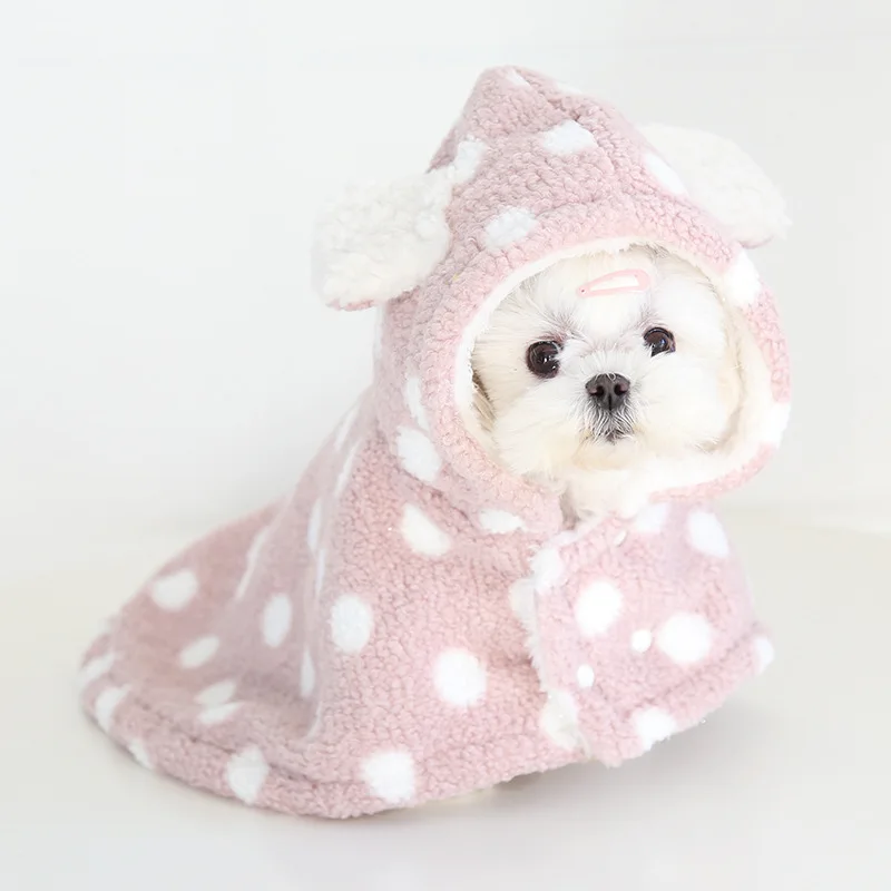 

Mutihome Pet Dotted Bear Cloak Sleeping Robe Autumn And Winter Thick Cloak Fighting Teddy Pet Clothes Home Dog Clothes