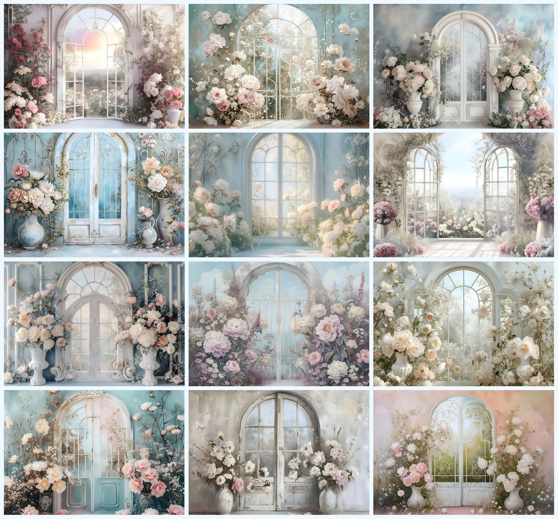 

Mehofond Photography Background Vintage Arched Floral Window Art Portrait Wedding Pregnancy Photo Backdrop Photozone Props