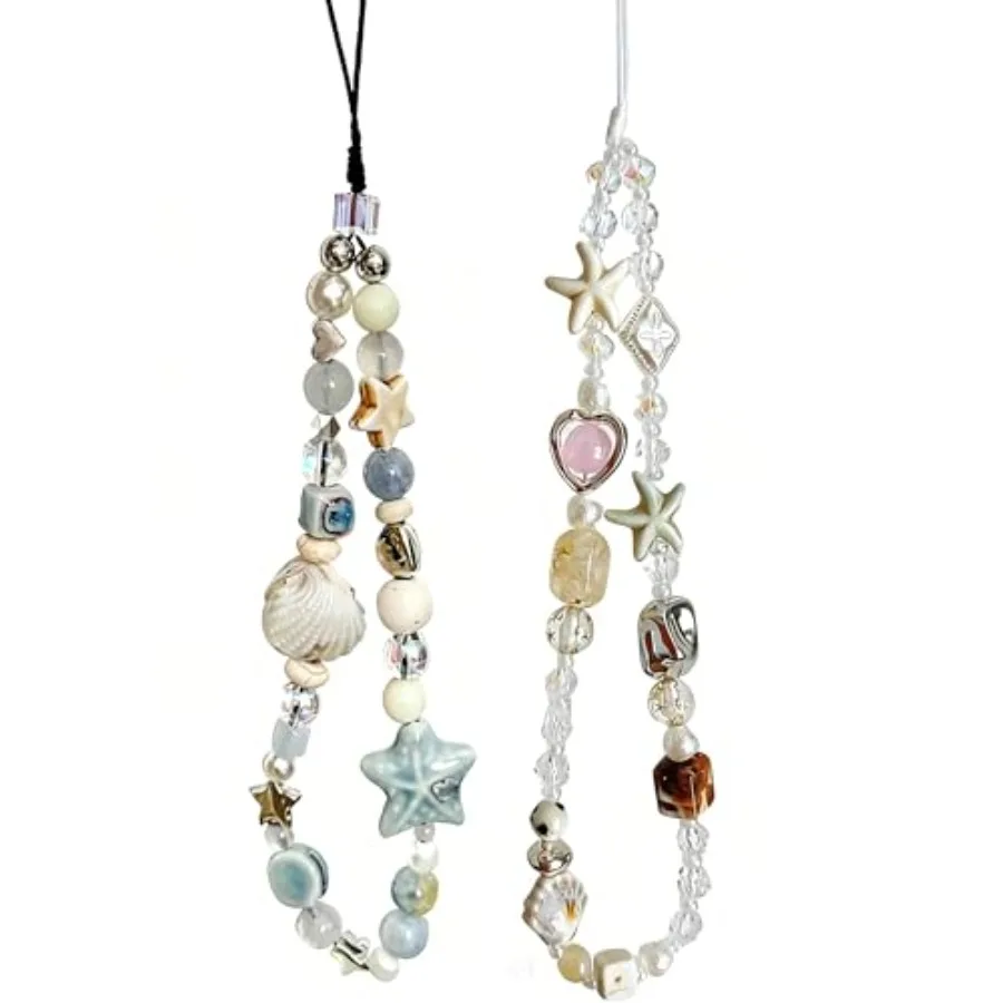 

2 Pcs Phone Charm Strap Universal Hand Phone Wrist Strap Camera Lanyard Pearl Beaded Cute Chain String Accessories Universal fo