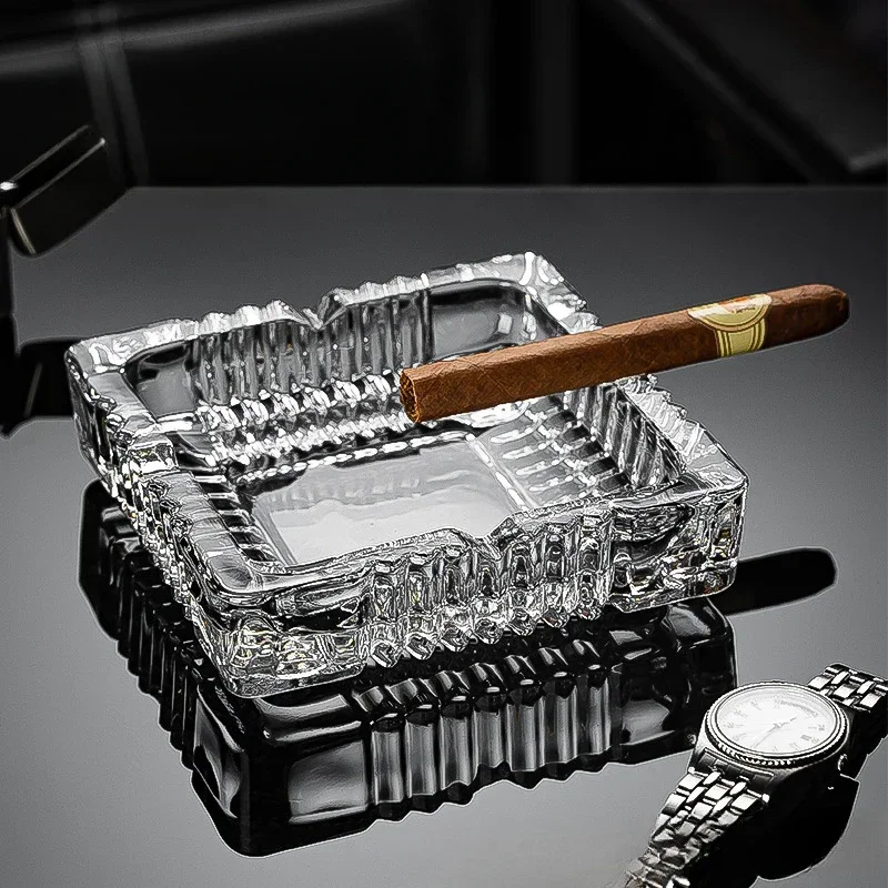 Transparent glass square ashtray KTV diamond patterned hotel hotel thickened ashtray