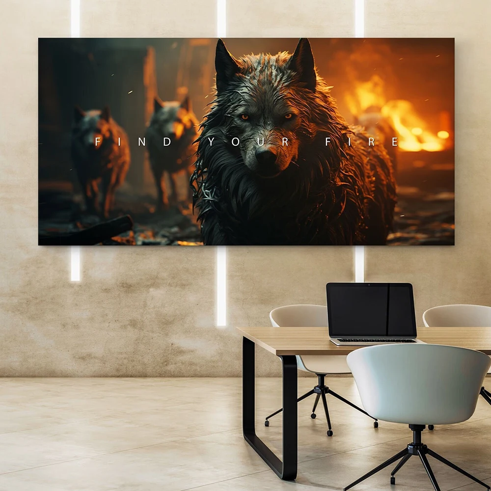 Abstract Wolf Portrait Canvas Painting Animal Motivation Quote Poster And Print Wildlife Wall Art Living Room Home Decoration