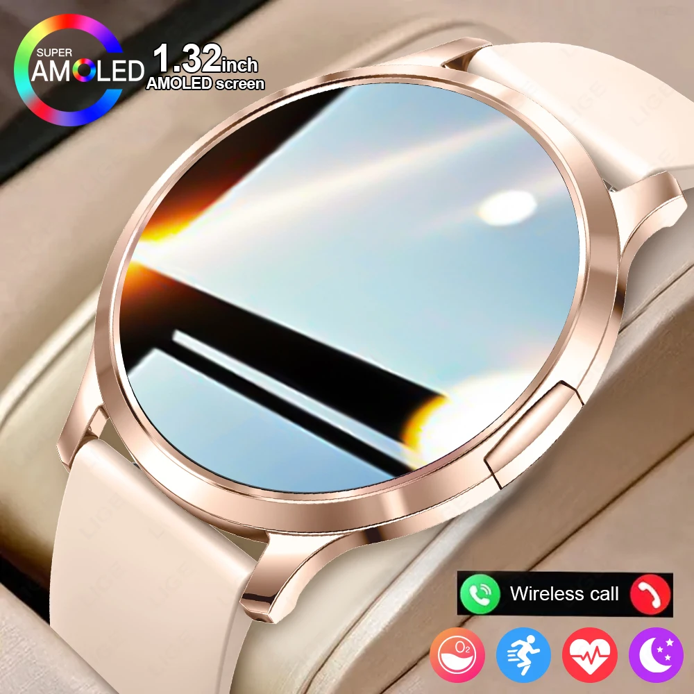 

LIGE Fashion Smart Watch Women 1.32'' AMOLED 3D Curved Screen DIY Custom Dials Bluetooth Call Voice Sports Ladies Smartwatch Men