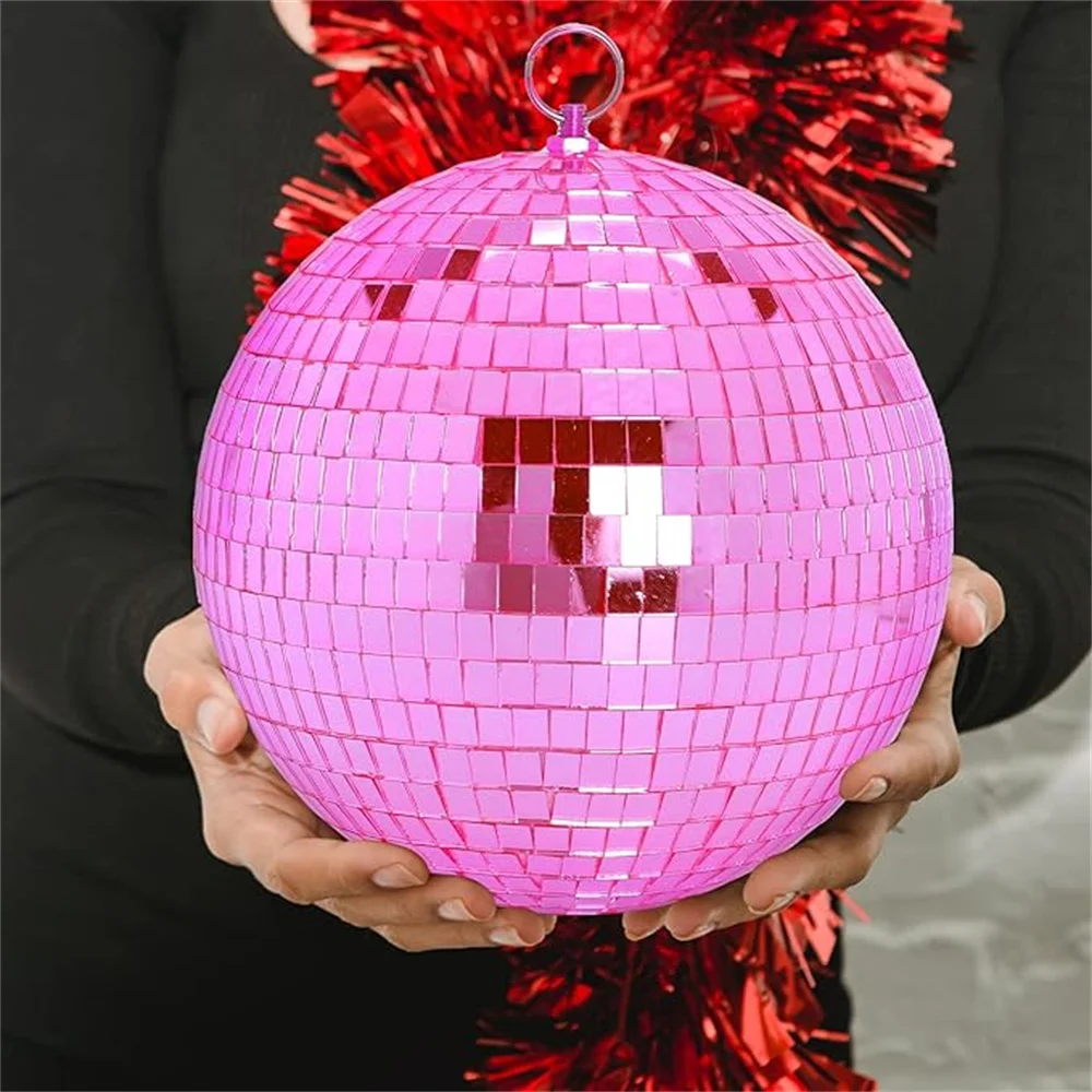 Pink Reflective Mirror Balls, Laser Balls, Disco Balls for Valentine's Day, Various Festival，Party , Birthday，Wedding Decoration