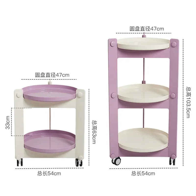 Nordic Round Coffee Table with Wheels Movable Side End Table for Living Room Bedroom Small Apartment Simple Home Furniture