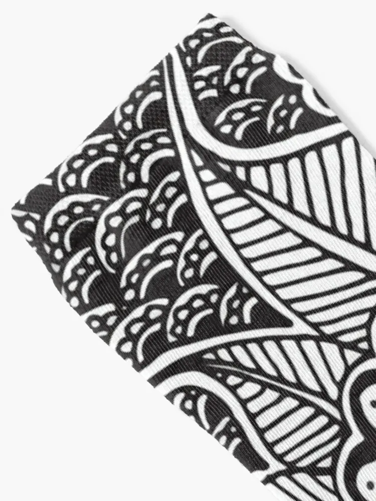 Henna Daisy || Black and White || Botanical || Abstract Socks Stockings compression Christmas sport Socks Male Women's