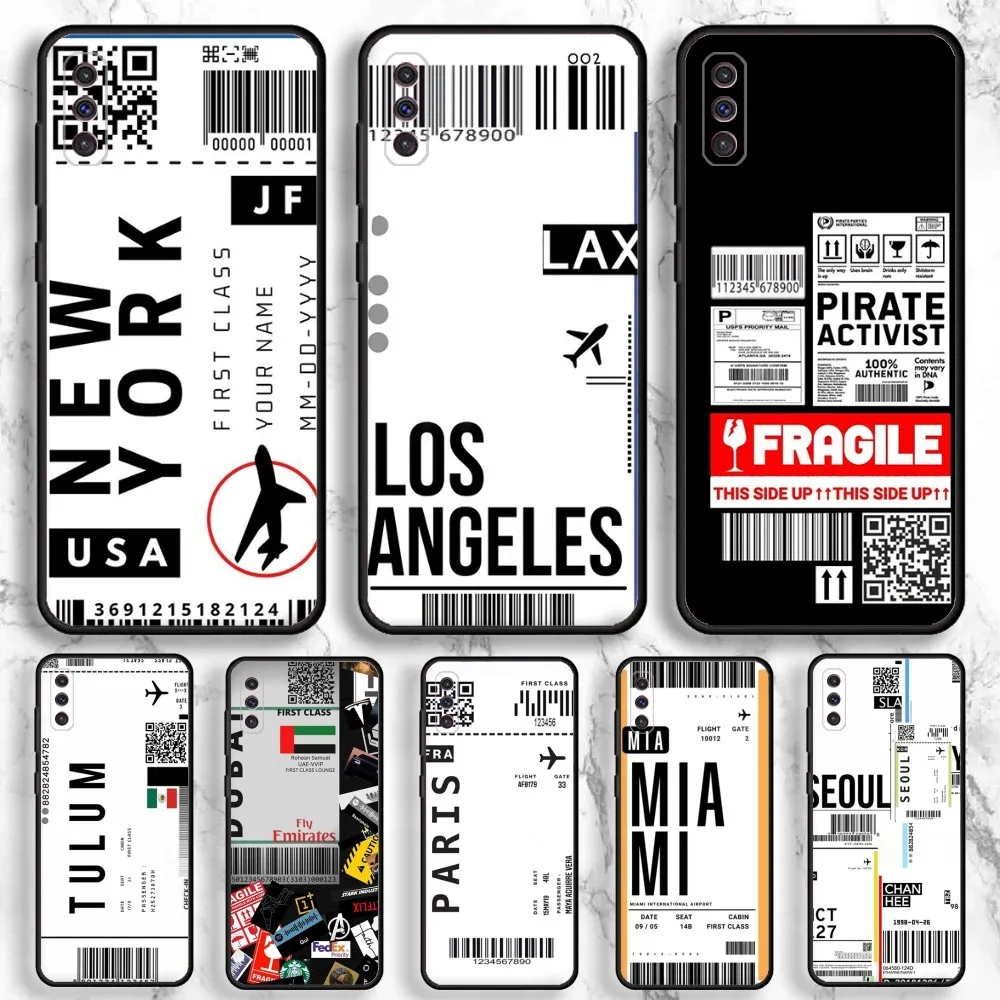 Airplane Ticket Phone Case For Samsung Galaxy A13,A21s,A22,A31,A32,A52,A53,A71,A80,A91 Soft Black Phone Cover