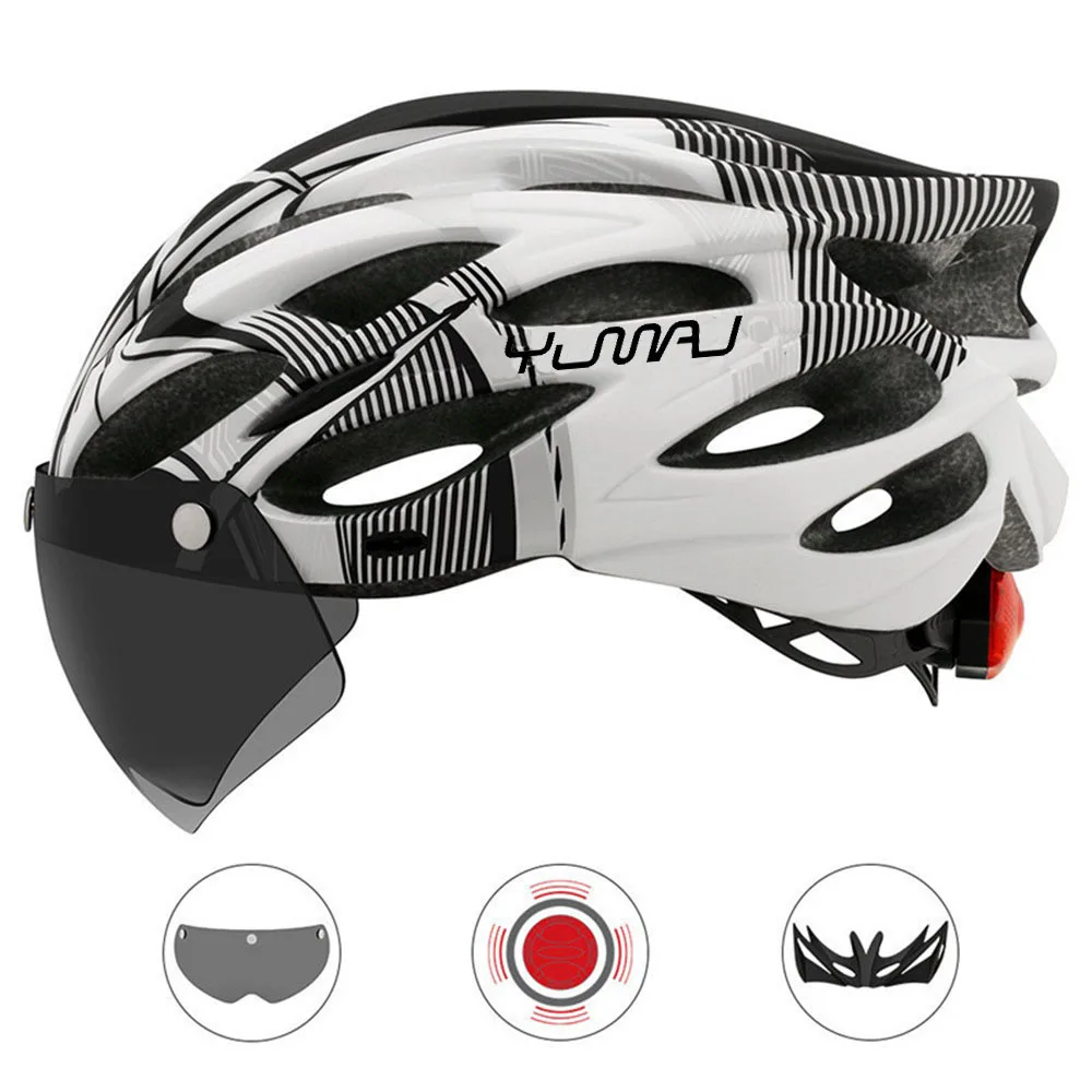 230g YUMAJ Ultraleichter Helm für Straße und Berge, Integral geformt mit abnehmbarem Visier, Fahrrad-Rücklicht-Helm CB-26 – Detail 12