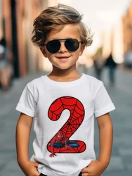 Disney Marvel SpiderMan 1-9 Birthday Kids Tshirts Boys T-Shirt Tees Girls Party T Shirt with Clothes Kids Fashion Tops Tshirt