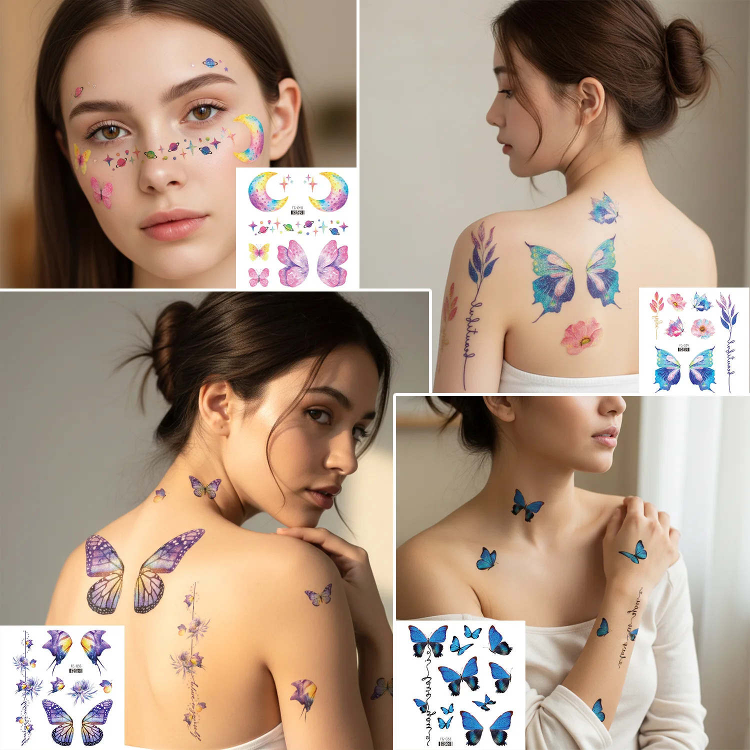 

Glitter Butterfly Eye Tattoo Stickers Waterproof Sweatproof Anti Glare for Stage Face Performance Makeup
