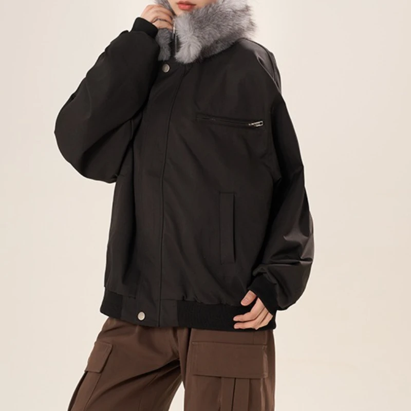 

Winter New Fluffy Stand-up Collar Long-sleeved Thickened Warm Cardigan Cotton Jacket Women