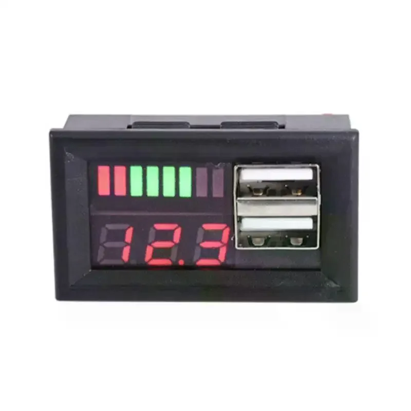 Dual USB LED Digital Voltmeter Realtime Battery Capacity Display Fast Charging For Car Motorcycle RV Boat DIY