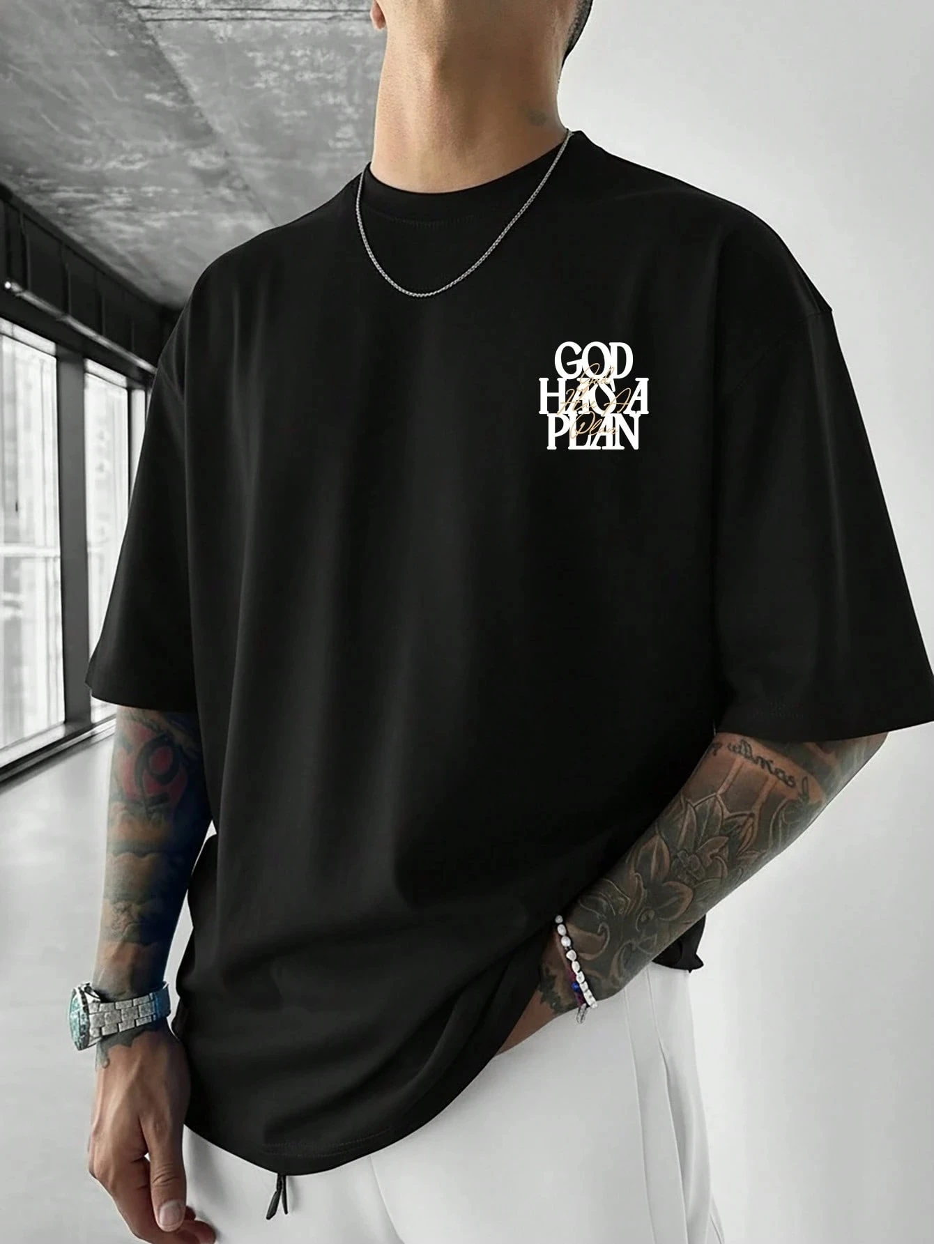 Parent‑Child Matching Oversize T‑Shirt Retro Bold Cursive Inspirational Typography Back Print Faith Art Casual Cotton Tee Tops