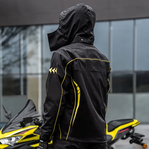 Imagen 2 del producto SULAITE-traje de lluvia para motocicleta para hombre y mujer, equipo de lluvia, impermeable, protector contra la lluvia con pantalones, 2 piezas, transpirable para exteriores