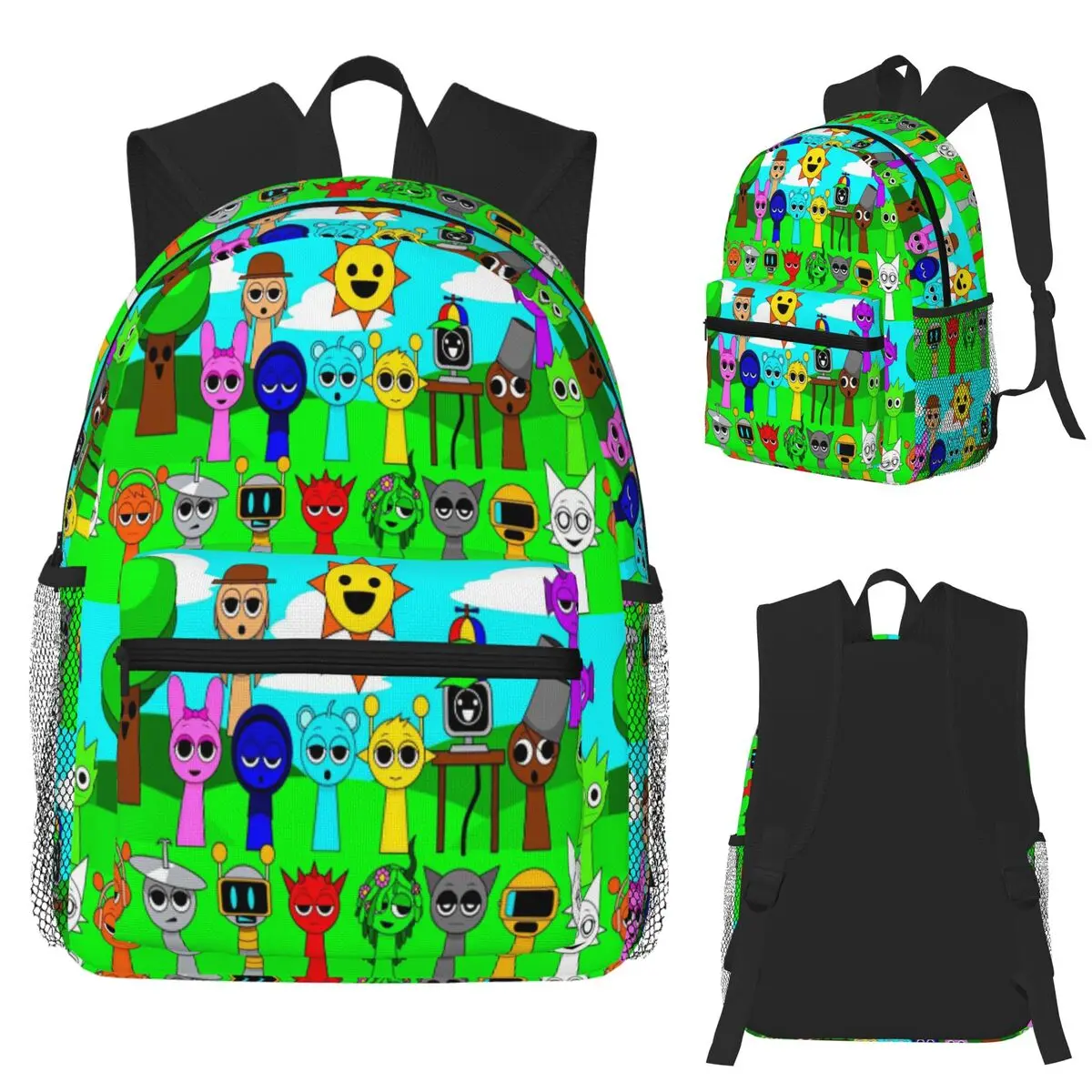 

Sprunki Cartoon Incredibox Game Student Backpack School Bag Hiking Travel Daypack for Men Women Fashion Bookbag Shoulder Bags