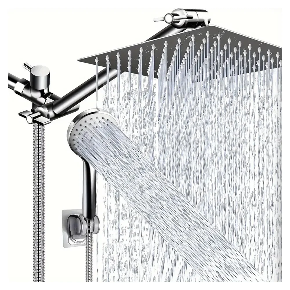 8-inch shower head set with handheld spray for household bathroom use Extension Arm- Easy to Install Wide Rainfall Showerhead