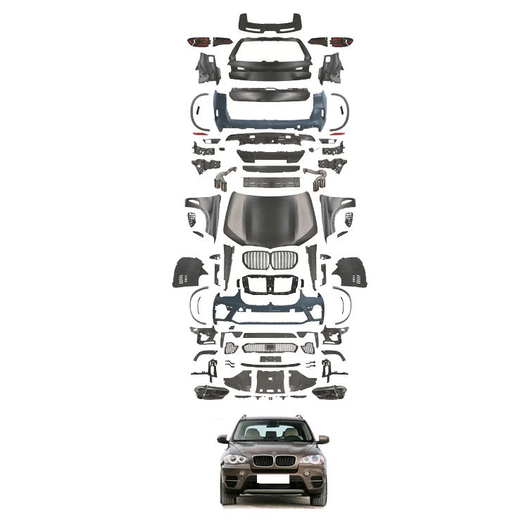 

E70 2008-2013 Upgrade G05 X5M 2019-2022 Bodykit Grille Headlamp Fender Trunk Taillamp Hood Rear Diffuser Body Kit for BMW X5