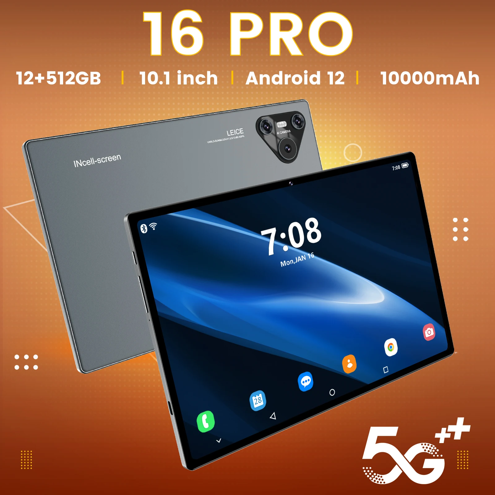 2024 new model 16 PRO tablets 10.1 inch tablets android Dual card and dual standby High definition photo shoot tabletas