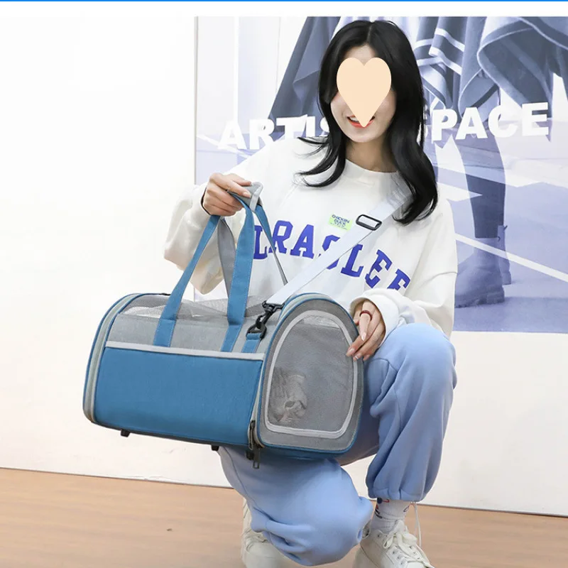 

Foldable handbag, cat breathable schoolbag, portable for pets going out, large-capacity single-shoulder dog backpack, hand-held