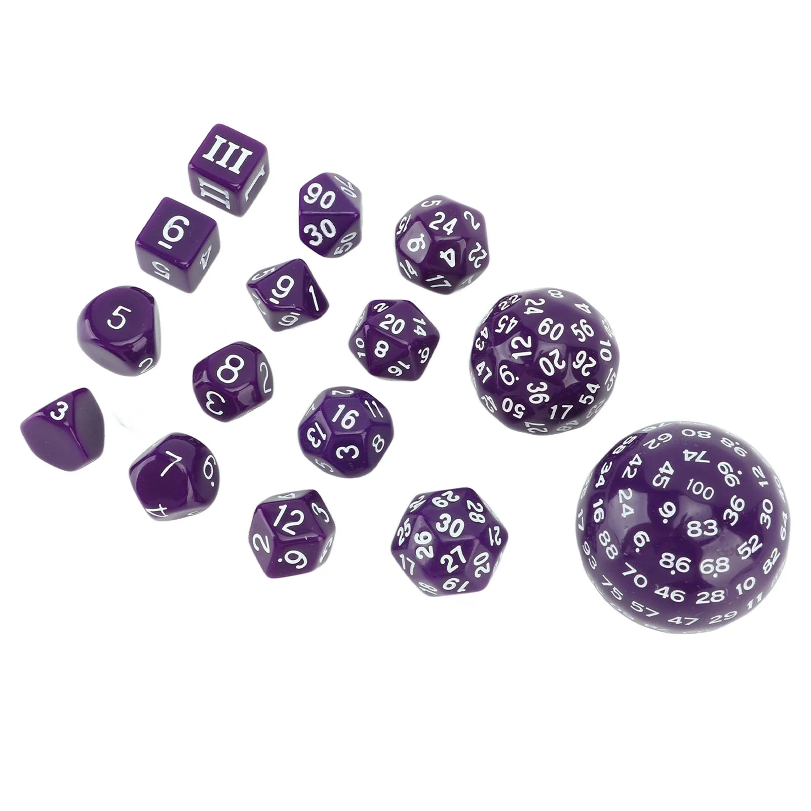 15pcs Polyhedral Dice Set 3 to 100 Sides Complete Polyhedral Dice Set for Table Games Role Playing