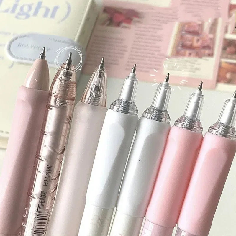 7PCS Cute Peach Sweetheart Pink Series Gel Pen 0.5mm Black Ink Quick Dry Press Pen Set Kawaii Girl Stationery School Supplies