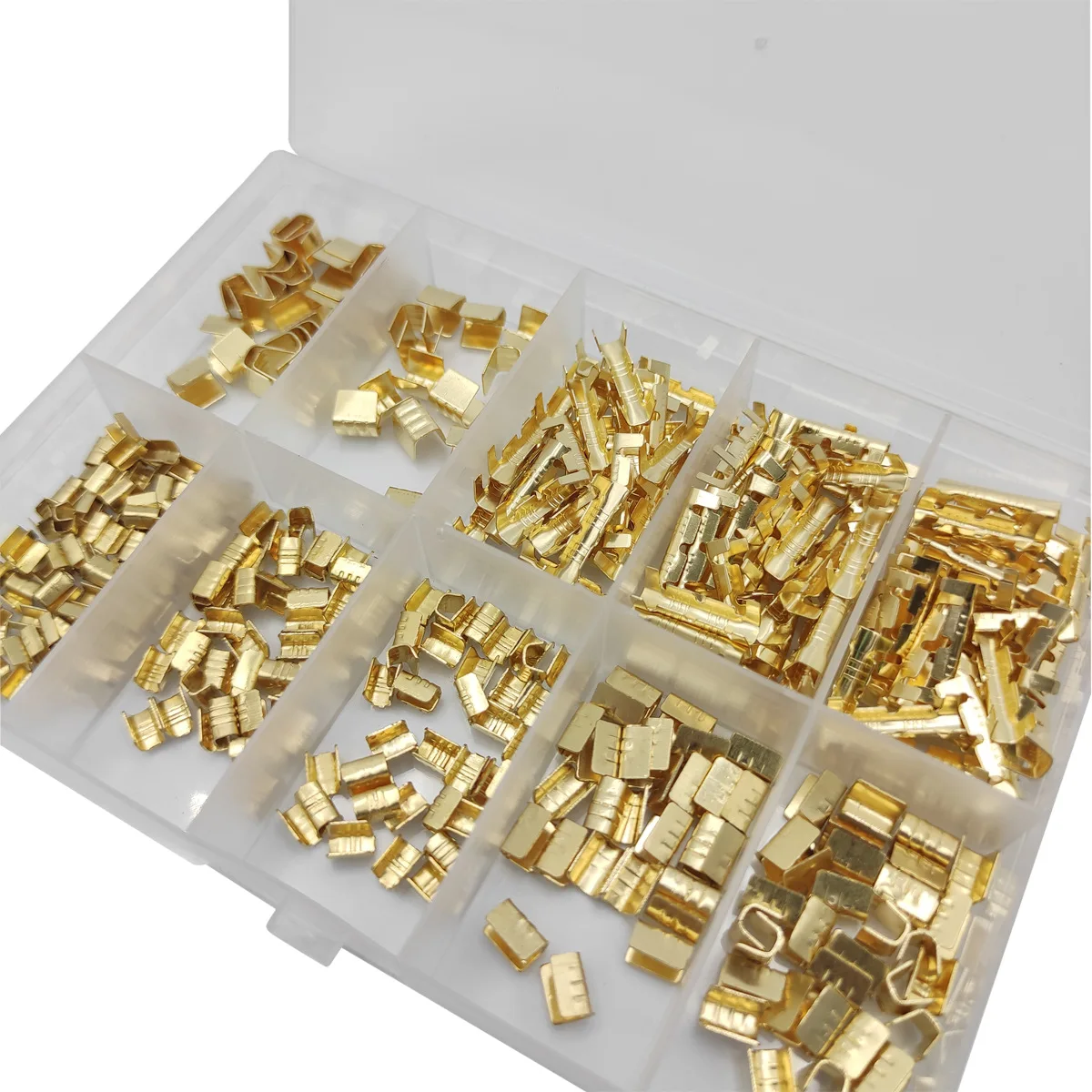 380Pcs U-shaped crimping buckle box packaging  Brass parallel buckle  Crimping cap  Wire connectors