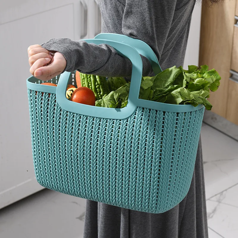 

Plastic Handy Basket Supermarket Shopping Picnic Outdoor Large Basket Fruit Vegetables Toys Clothes Storage Basket Bath Basket