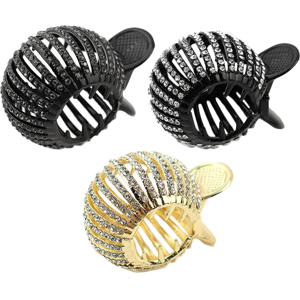

3Pcs Rhinestone Hair Claw Clips Small High Ponytail Holder Styling Tools Random Color Suitable for Most Ages Fashion Gift Choice