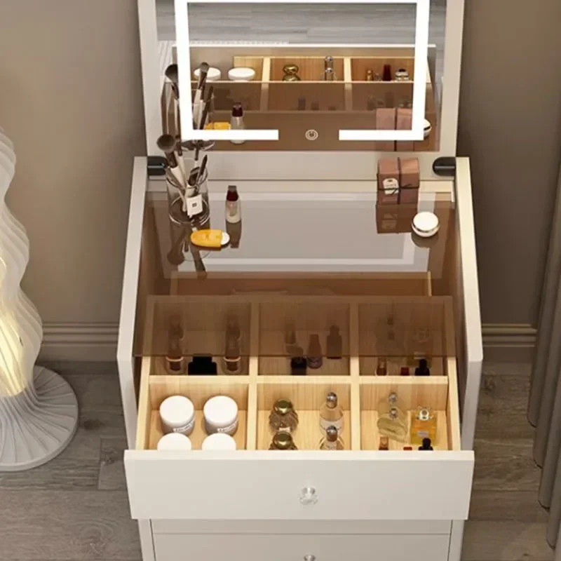 Небольшой дизайн, доступный туалетный столик, стул для девочек, светильник для макияжа, туалетный столик, белая текстура, комод Kaptafe, мебель