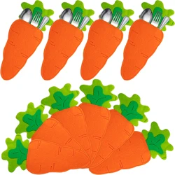 2/4pcs Easter Cutlery Holder Bags Carrot Shape Knife Fork Storage Bags Tableware Cover Happy Easter Party Home Table Decorations
