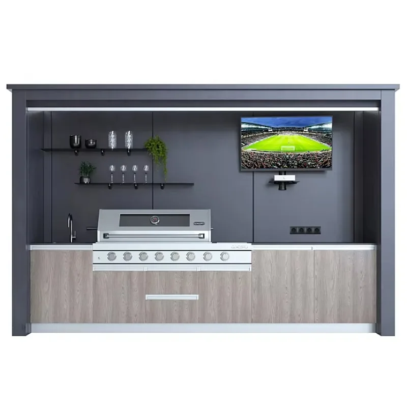 Customized Complete All-in-one Outdoor Kitchen Shed Black/white Outdoor Kitchen Set with Bbq and Fridge
