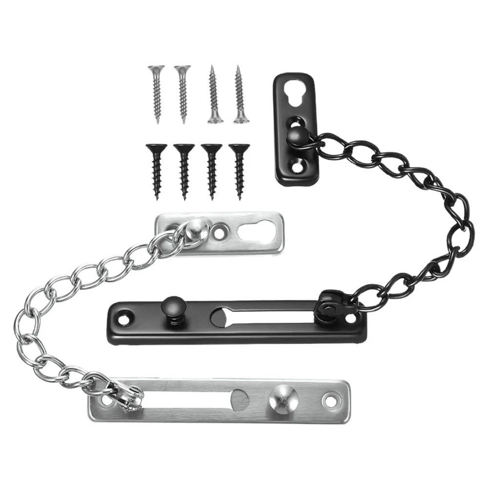 2 قطعة سلاسل أمان للباب من الفولاذ المقاوم للصدأ شديدة التحمل قفل مضاد للسرقة للأبواب الأمامية والنوافذ أجهزة أمان باب الأمان الداخلي #6