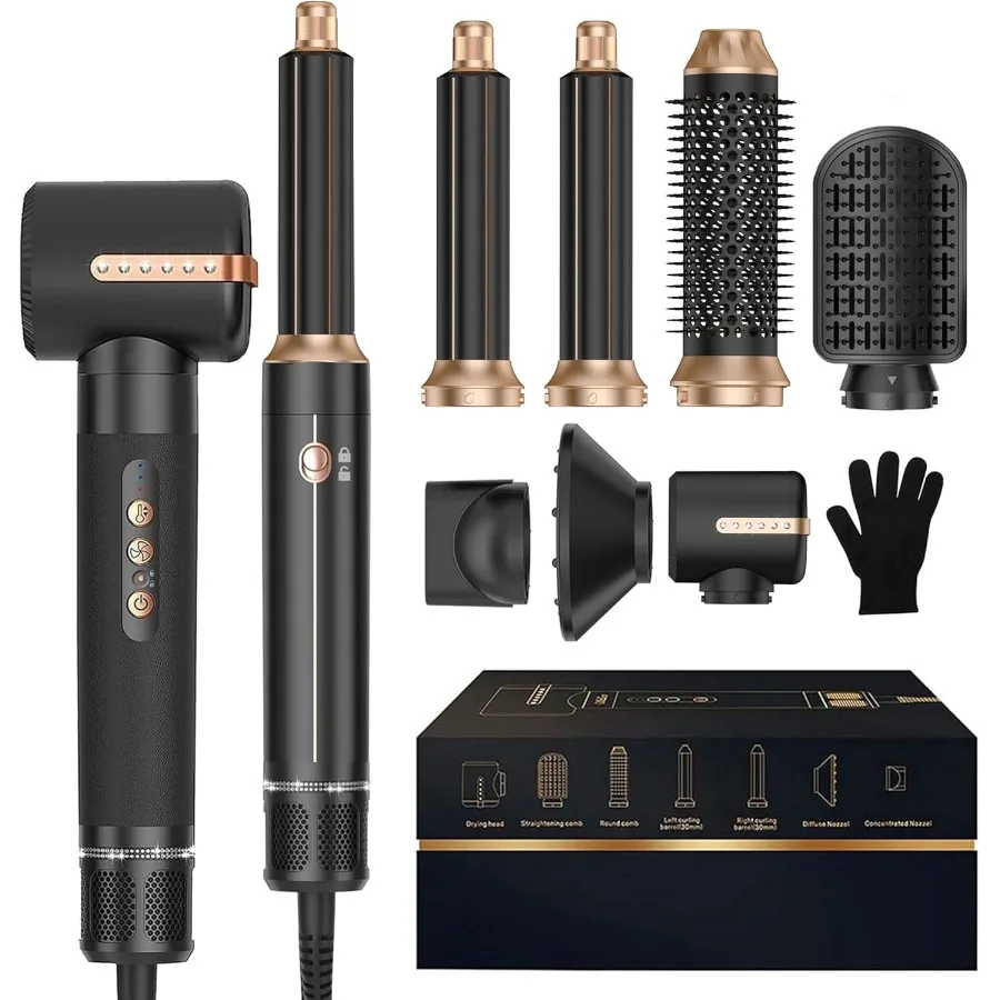 

7 in 1 Hair Dryer Brush with Ionic Technology for Fast Drying Volumizing Curling Straightening 100-120V Multifunctional Styling
