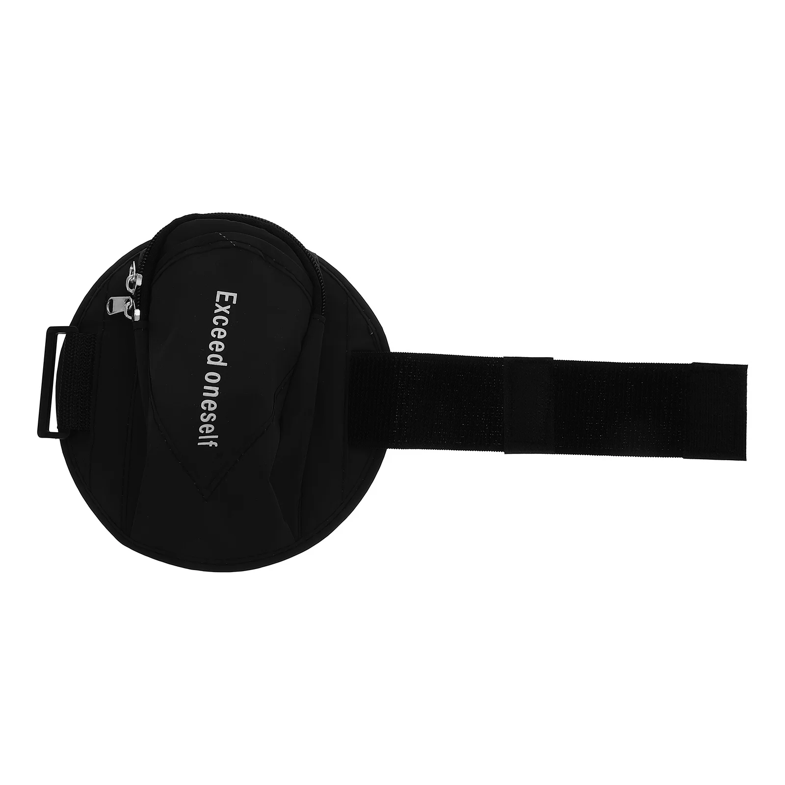 Unisex Black Running Armband Breathable Water-Resistant Nylon Sports Arm Bag Adjustable Jogging Cycling Hiking Zipped Pocket