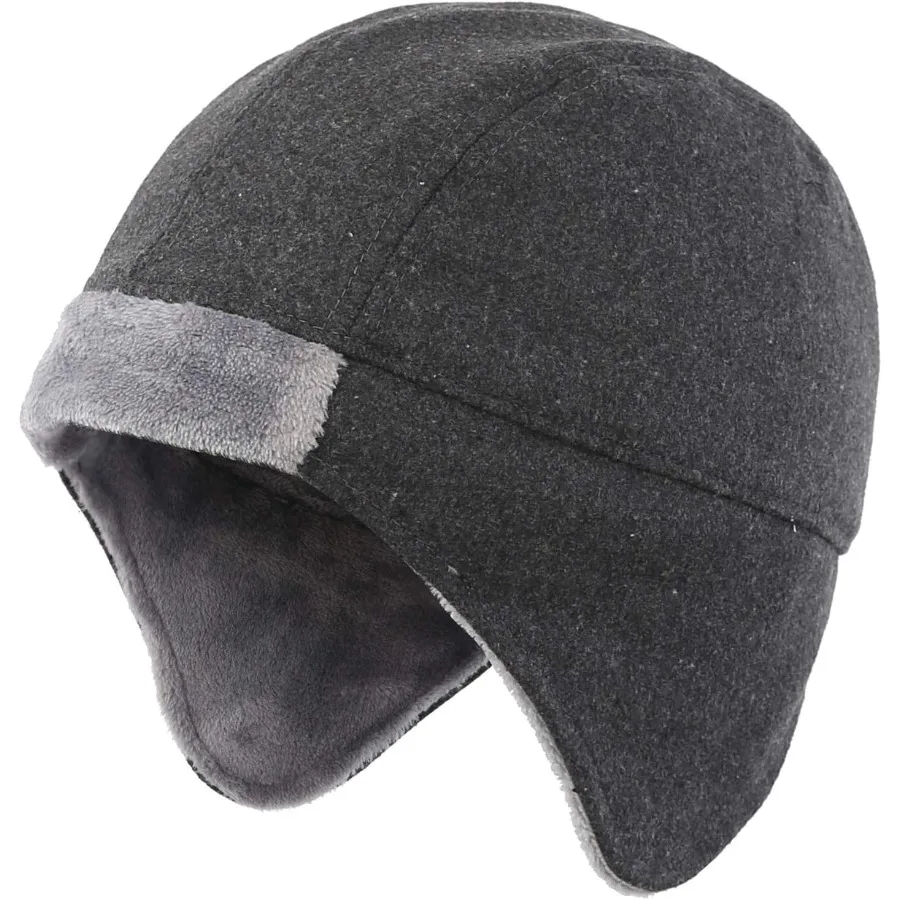 

Connectyle Mens Fleece Watch Cap Thermal Skull Beanies with Earflap Outdoor Warm Winter Hat for Running Hiking