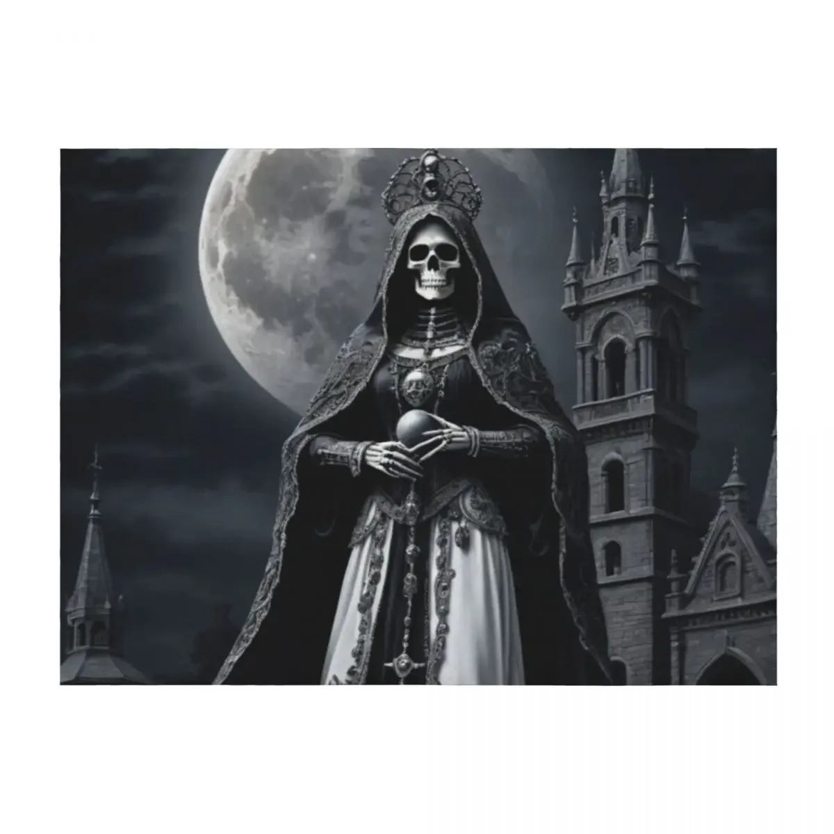 

Santa Muerte with Moon Throw Blanket Softest Kid'S for babies Decorative Sofa Blankets