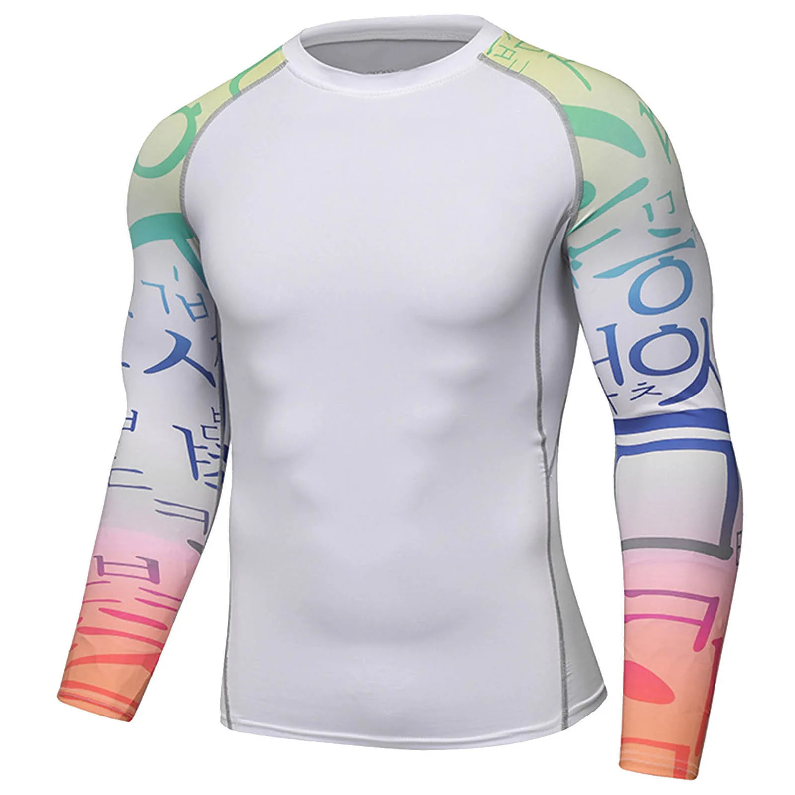 Men\'s Long Sleeve Compression Swim Shirt UPF 50+ UV Protection Surfing Rash Guard Shirts Quick Dry Swimwear Athletic T-Shirts