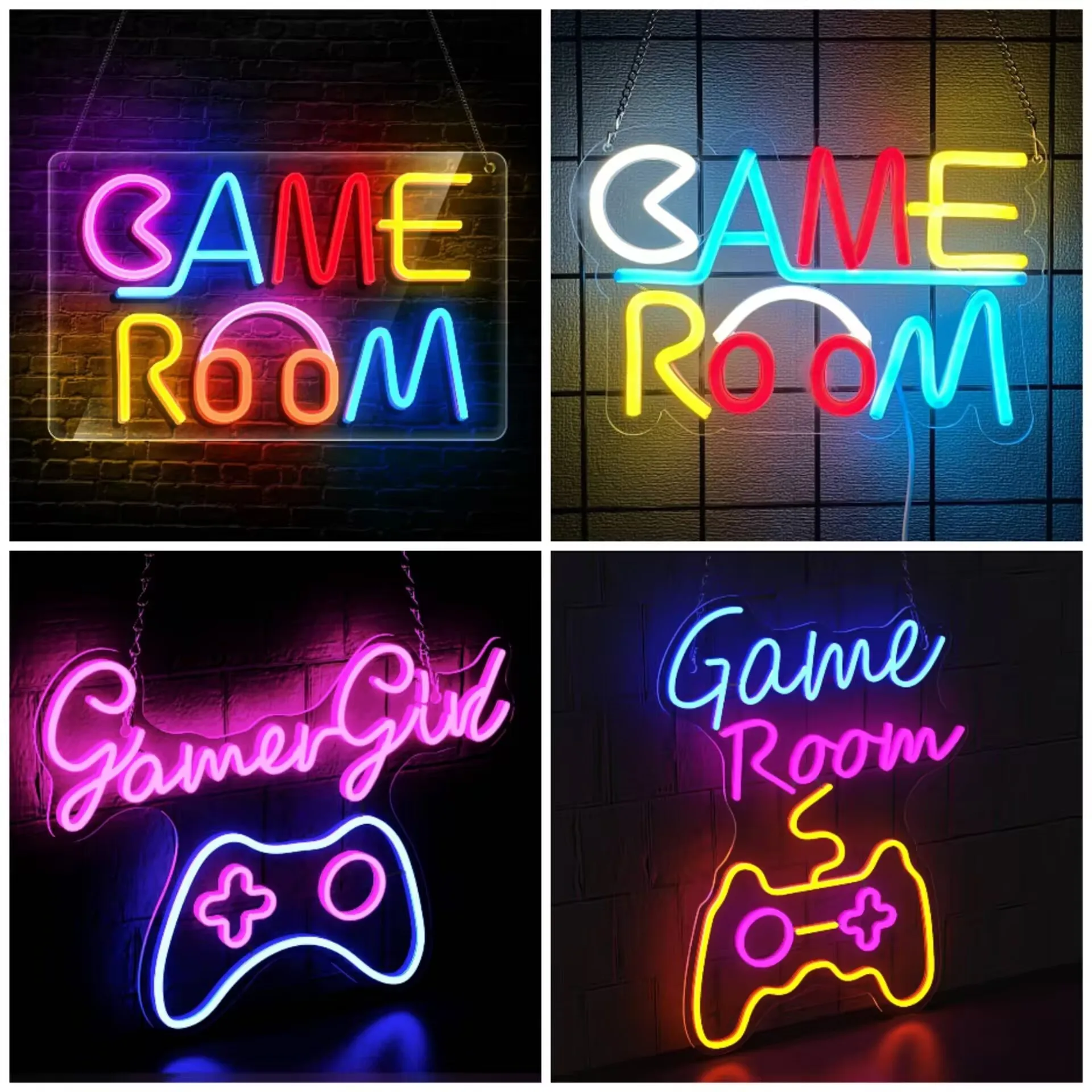 Game Room Neon Sign USB Dimmable LED Neon Lights Signs Tiktok Night Light Gift for Bedroom Studio Gaming Room Bar Wall Decor