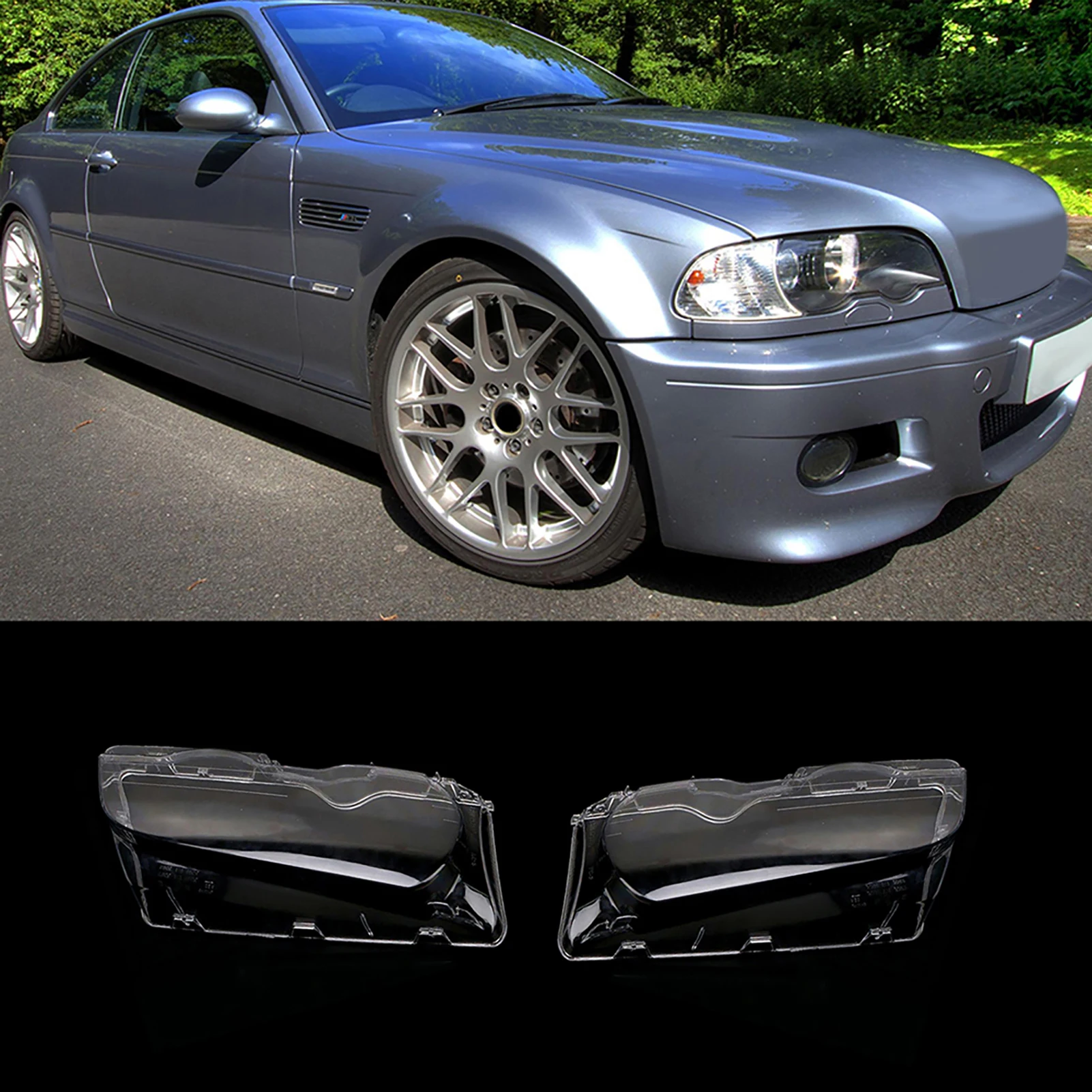 

One Pair of Headlight Clear Cover Headlamp Lense Lens Front Headlamp Lens Replacemnt for BMW E46 2DR M3 325Ci 01-06 Base Coupe