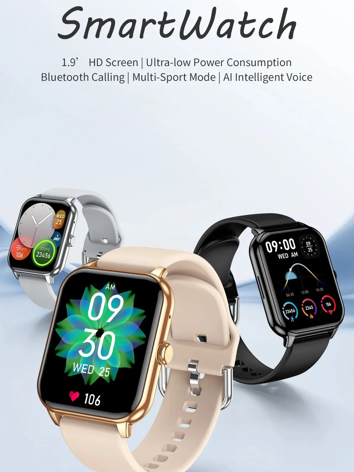 

1.9inch HD Screen Bluetooth Call Smartwatch Health Monitor Exercise Fitness Record Multi-purpose Android IOS Smart Watch 2025