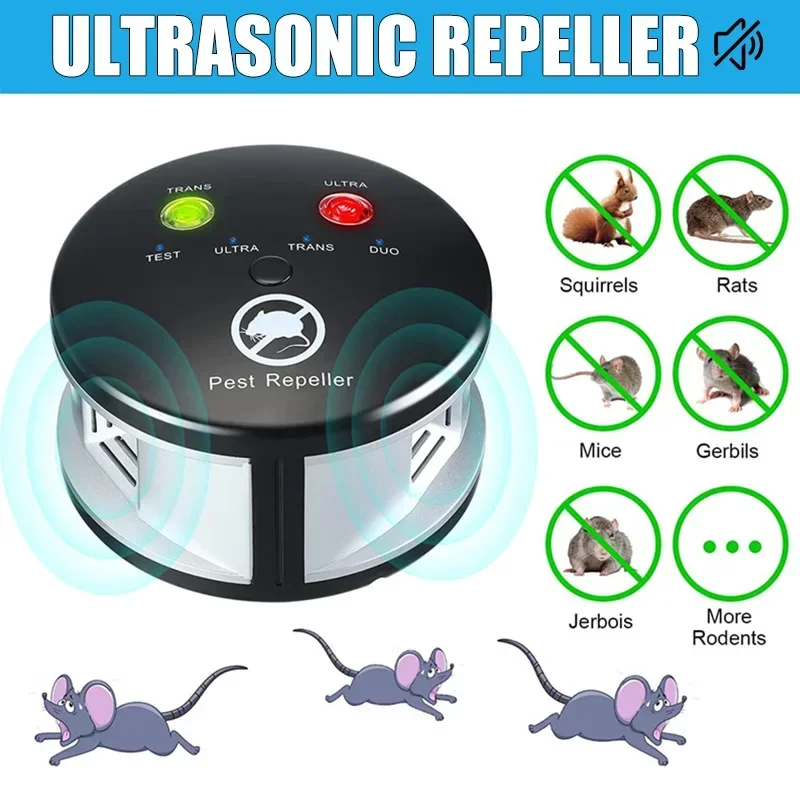 Repelente ultrasónico de ratones y ratones, Control electrónico ultrasónico de plagas, repelente de ratones para roedores, Control de roedores, jardín de plagas para el hogar