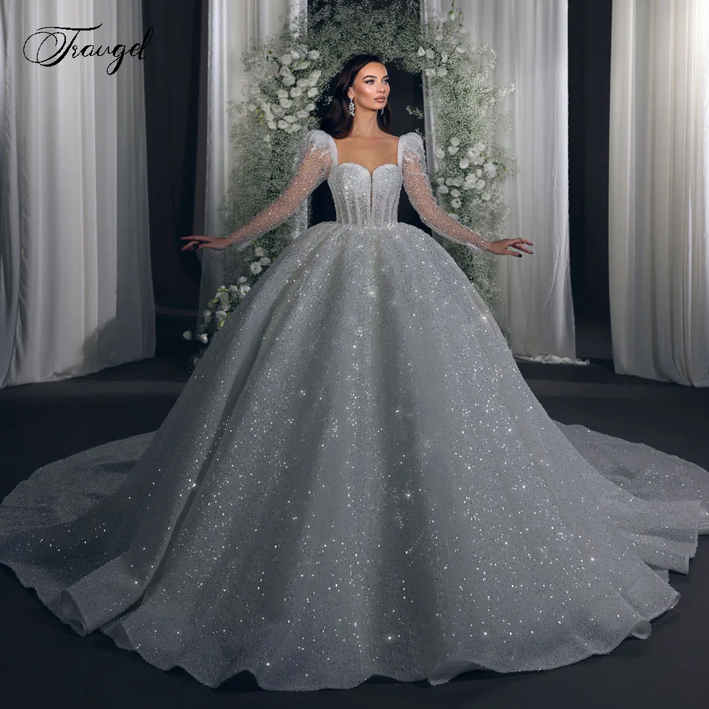 

Customized Scalloped Ball Gown Royal Wedding Dresses Lace Sequined Elegant Vestido De Novia For Women Exquisite Robe De Mariee