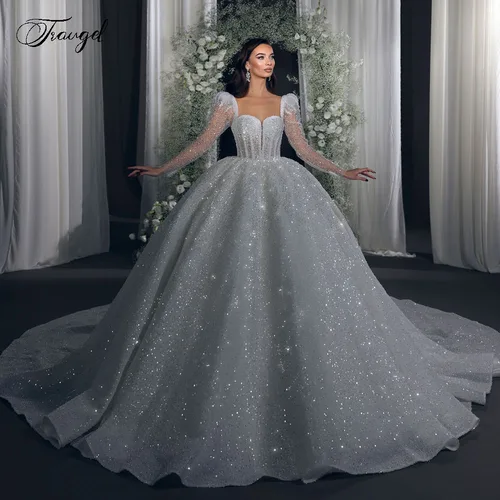 Vestido De Novia festoneado personalizado, vestidos De Novia reales De encaje con lentejuelas, Vestido De Novia elegante para mujer, bata exquisita De Mariee
