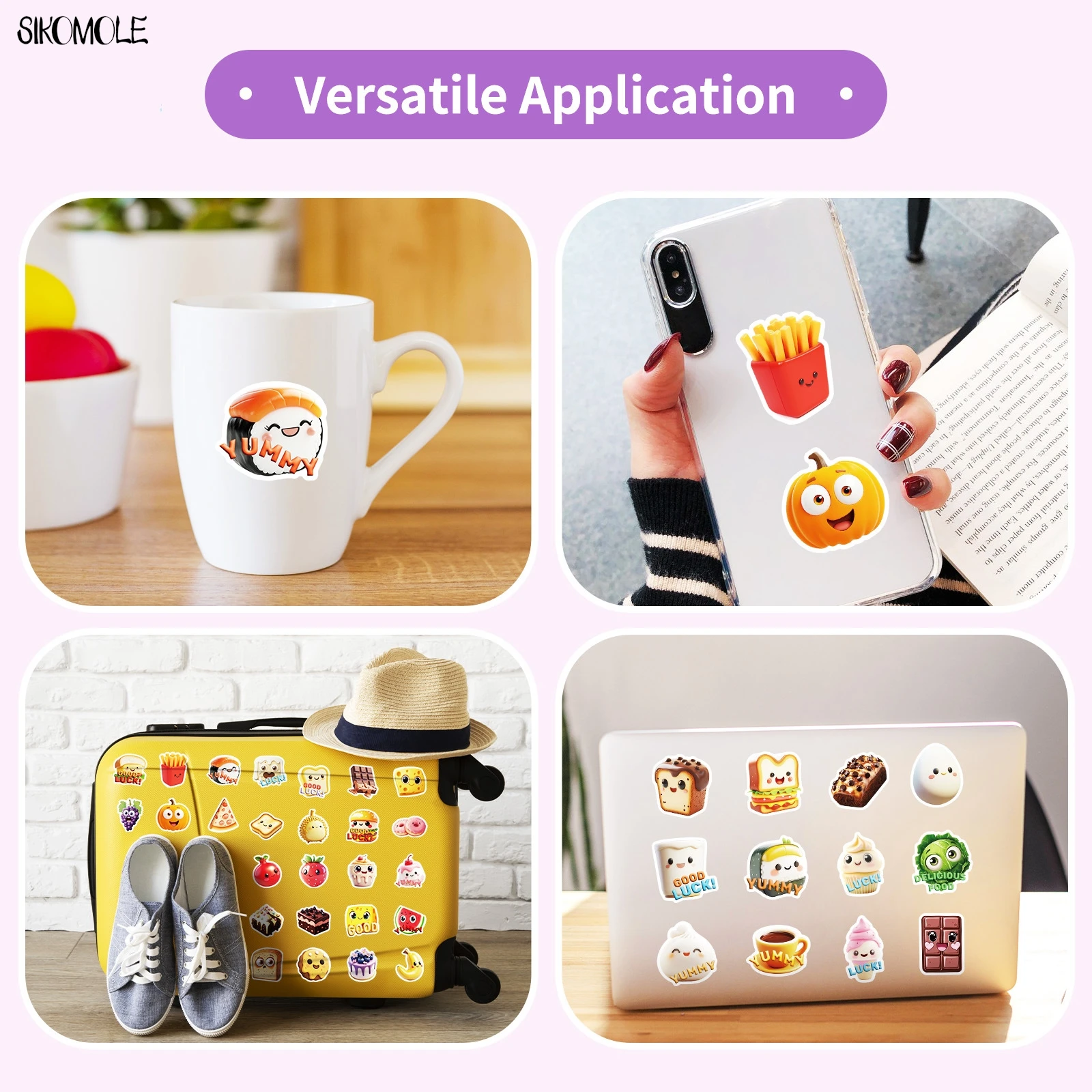 귀여운 만화 음식 음료 스티커, 귀여운 미학 DIY 노트북 기타, 여행 스케이트보드 장난감, 그래피티 스티커, 10 개, 30 개, 50 개