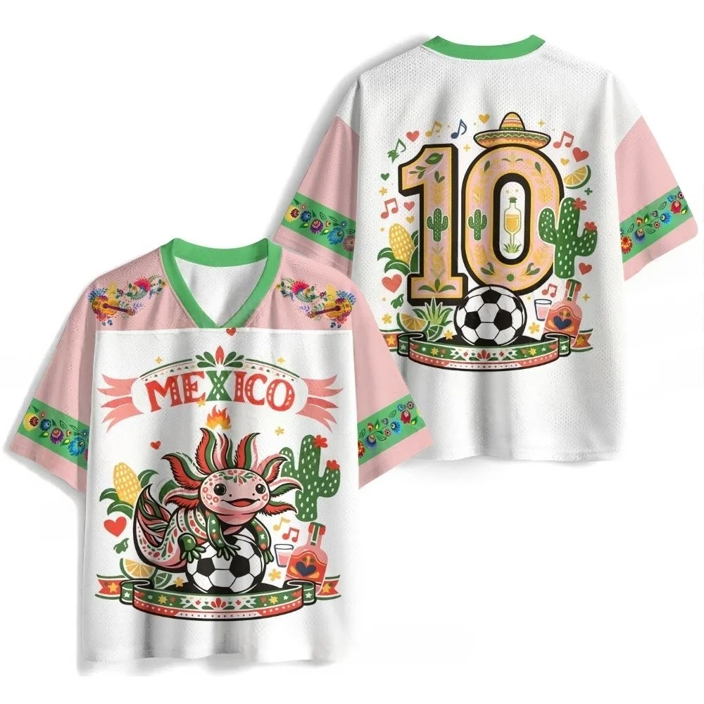 Mexican Hexagonal Dinosaur Cactus Football Baseball Shirt Casual Sports Men and Women Supporting Short Sleeves
