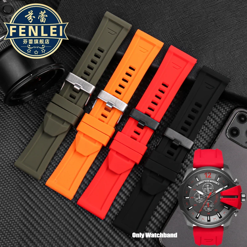 男性用シリコンウォッチバンド,ラバーストラップ,ベルト,防水,ディーゼル,dz4318,4323, 4476, 4496, 7348, 24, 26mm,アクセサリー