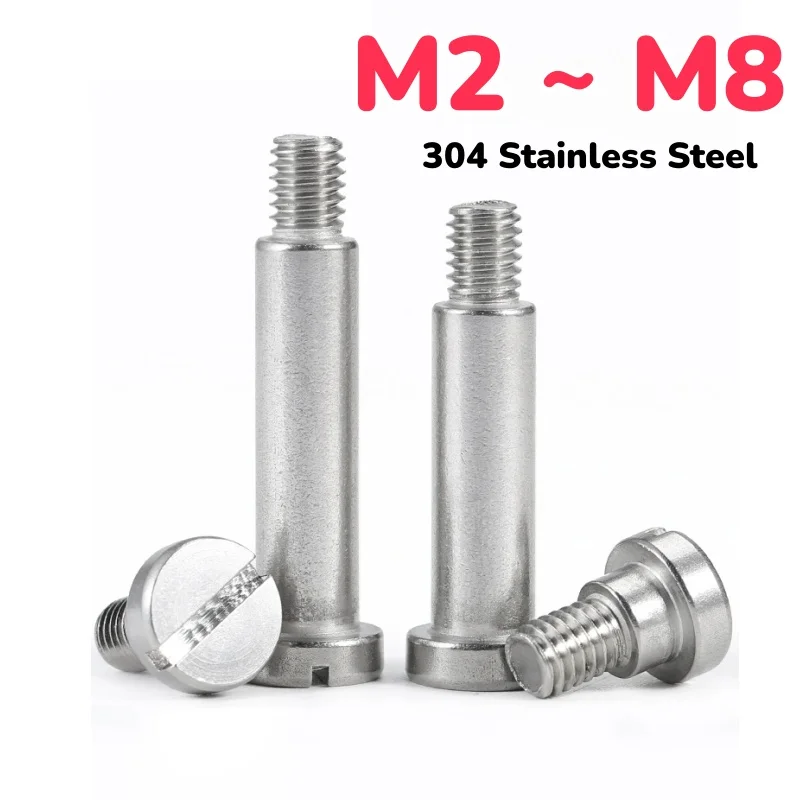 304 Stainless Steel Flat Slotted One-word Slot Positioning Shoulder Step Screw Plug Limit Screw Bearing Bolt M2 - M8